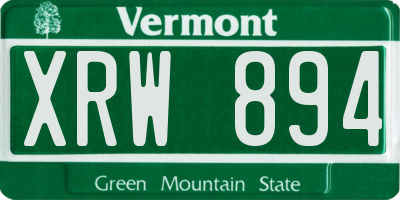 VT license plate XRW894