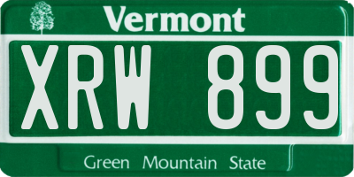 VT license plate XRW899