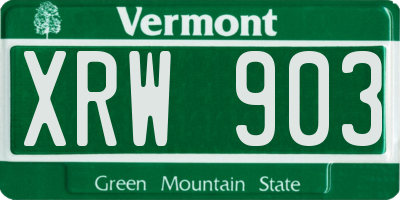 VT license plate XRW903