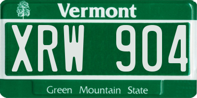 VT license plate XRW904