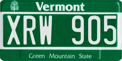 VT license plate XRW905