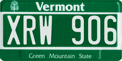 VT license plate XRW906