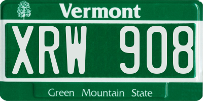 VT license plate XRW908