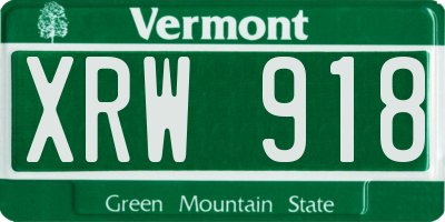 VT license plate XRW918