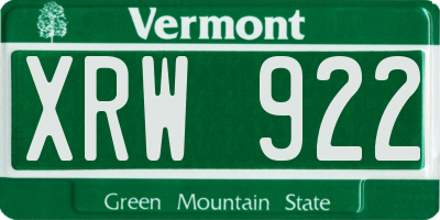 VT license plate XRW922
