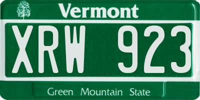 VT license plate XRW923