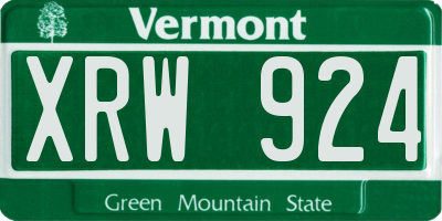 VT license plate XRW924