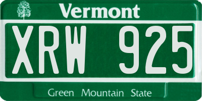 VT license plate XRW925