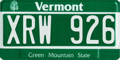 VT license plate XRW926