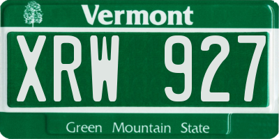 VT license plate XRW927