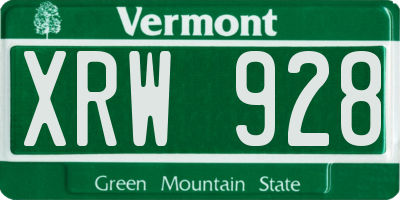 VT license plate XRW928