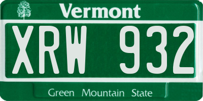 VT license plate XRW932