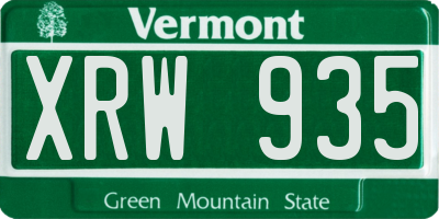 VT license plate XRW935