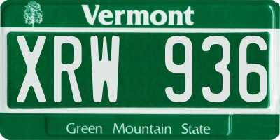 VT license plate XRW936