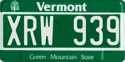 VT license plate XRW939