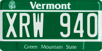 VT license plate XRW940