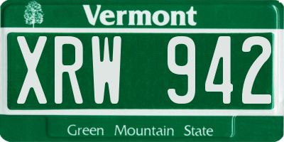 VT license plate XRW942