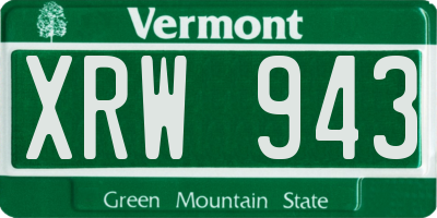 VT license plate XRW943