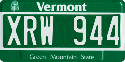 VT license plate XRW944