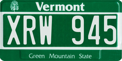 VT license plate XRW945