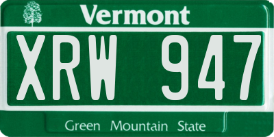 VT license plate XRW947
