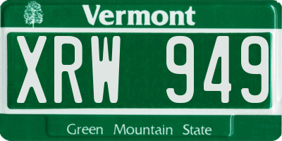VT license plate XRW949
