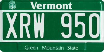 VT license plate XRW950