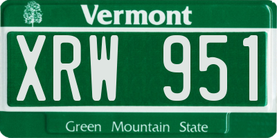 VT license plate XRW951