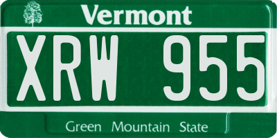 VT license plate XRW955