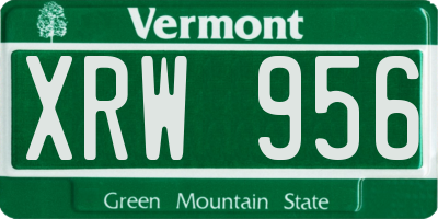 VT license plate XRW956