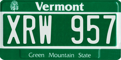 VT license plate XRW957