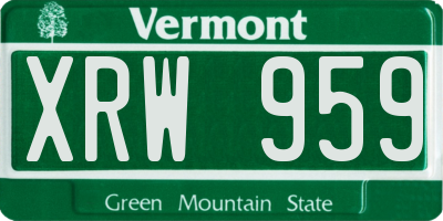 VT license plate XRW959