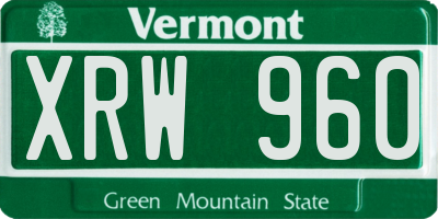 VT license plate XRW960