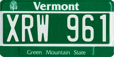 VT license plate XRW961