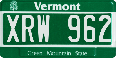 VT license plate XRW962