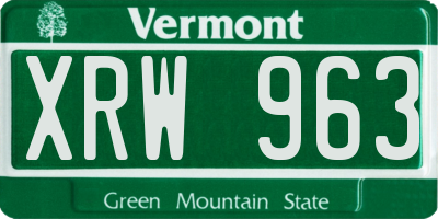 VT license plate XRW963