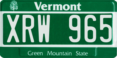 VT license plate XRW965