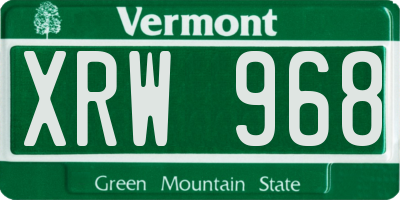 VT license plate XRW968