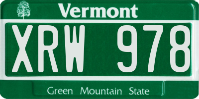 VT license plate XRW978