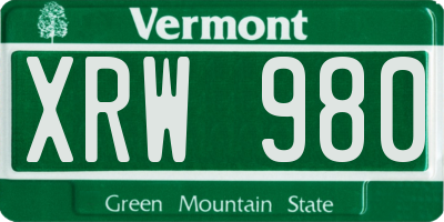 VT license plate XRW980