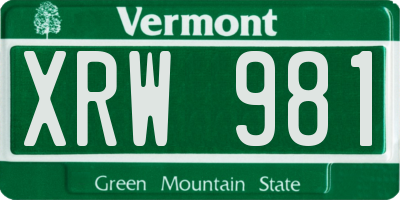 VT license plate XRW981