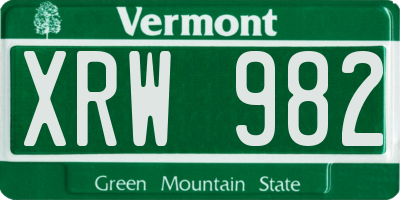 VT license plate XRW982