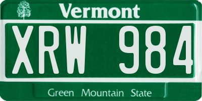 VT license plate XRW984