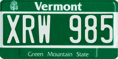 VT license plate XRW985