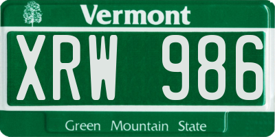 VT license plate XRW986