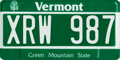 VT license plate XRW987