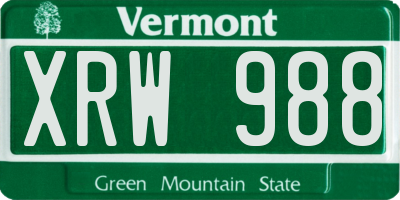 VT license plate XRW988