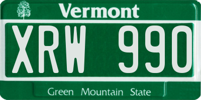 VT license plate XRW990