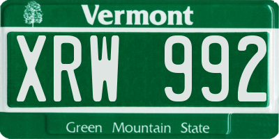 VT license plate XRW992