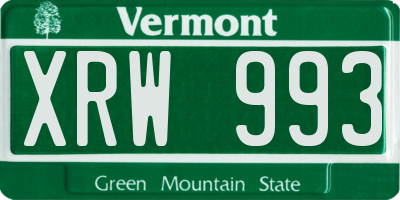 VT license plate XRW993